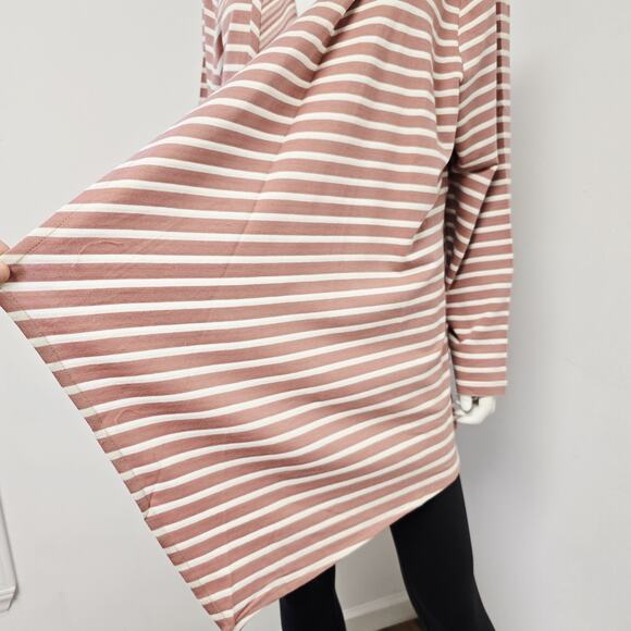 Denim & Company D&Co Active Cardigan Sweater Sz XL Pink Stripe Waterfall Jacket - Picture 5 of 9